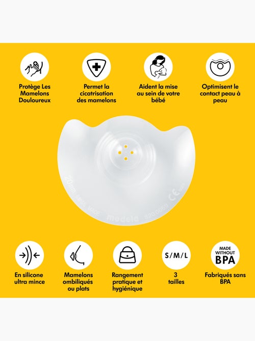 Bouts de sein Medela Contact - Silicone doux, protège mamelons sensibles, facilite la prise du sein - Kiabi