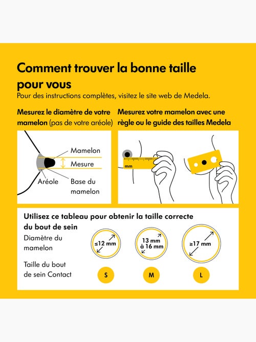 Bouts de sein Medela Contact - Silicone doux, protège mamelons sensibles, facilite la prise du sein - Kiabi