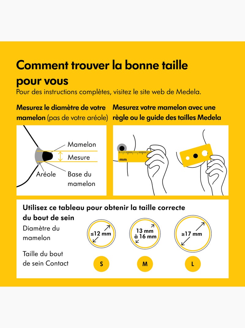 Bouts de sein Medela Contact - Silicone doux, protège mamelons sensibles, facilite la prise du sein Transparent - Kiabi