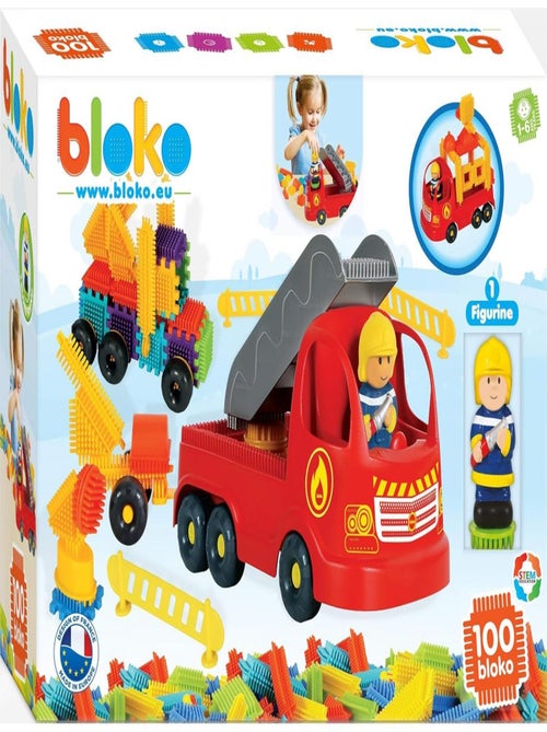 Box bloko 100 pièces + 1 3d fire truck - Kiabi