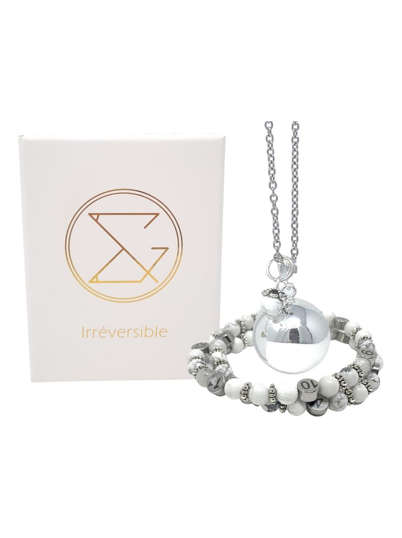 Box grossesse - Bola et bracelet d'allaitement - Howlite & Magnésite Blanc - Kiabi