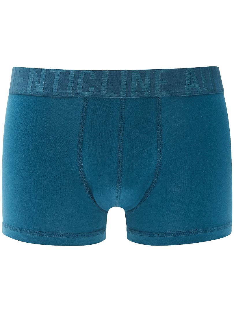 Boxer bicolore en coton stretch bleu canard - Kiabi