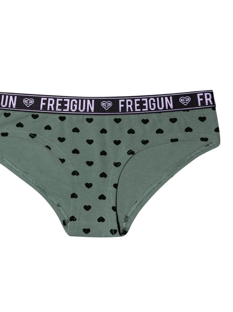 Boxer coton fille ceinture fine Coeur Freegun Gris - Kiabi