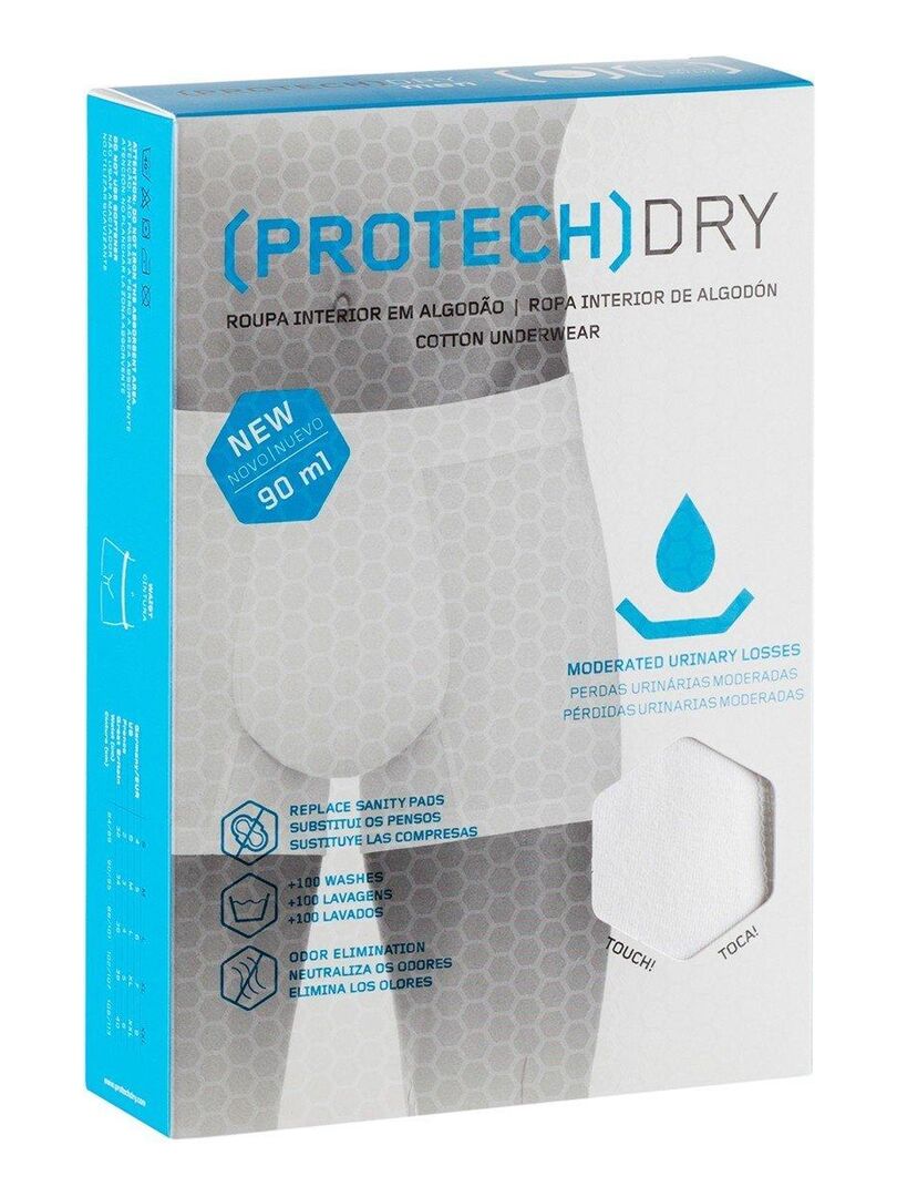 Boxer coton incontinence légère à modérée ProtechDry Blanc - Kiabi