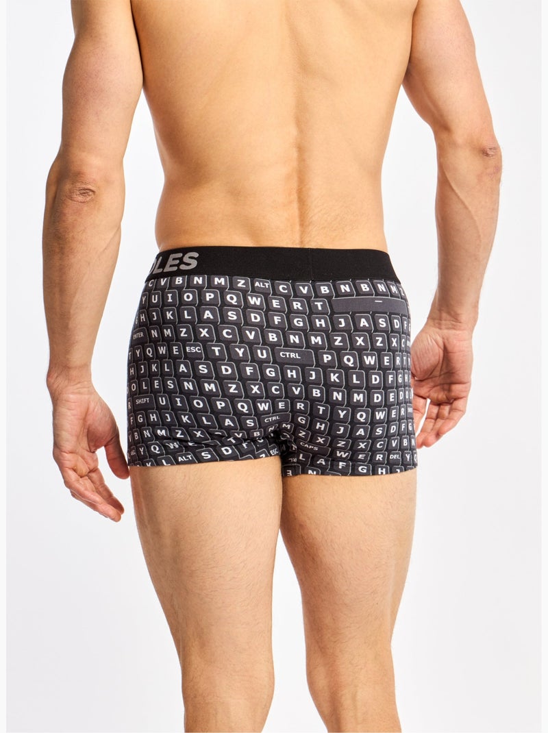 Boxer Court Homme Clavier Noir - Kiabi