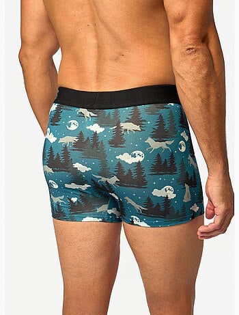 Boxer Court Homme Loup et Lune