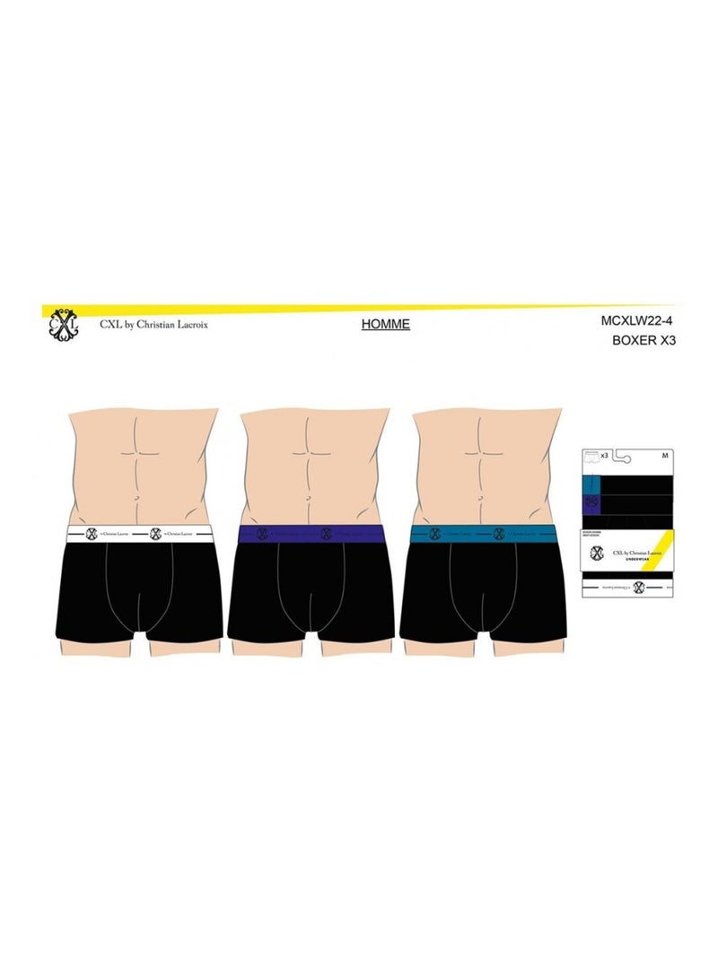 Boxer CXL By LACROIX - Pack de 3 Noir Multicolore - Kiabi