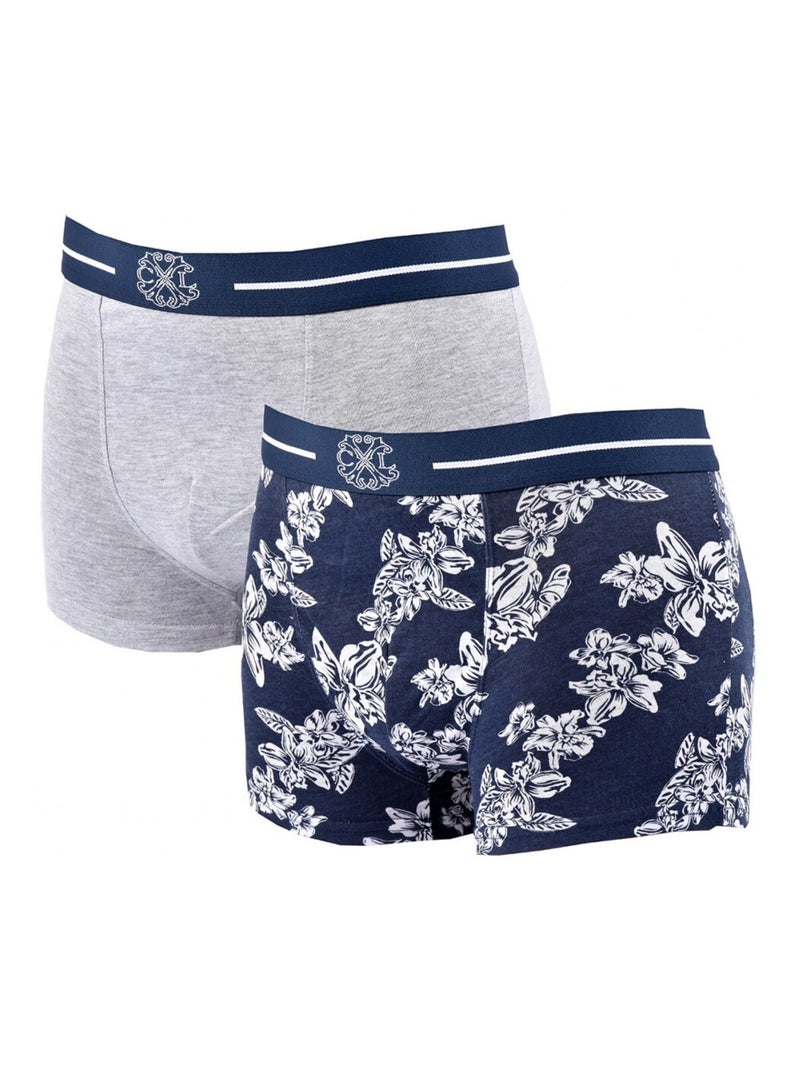 Boxer CXL By LACROIX X2 - Pack de 2 Gris Bleu marine Blanc - Kiabi