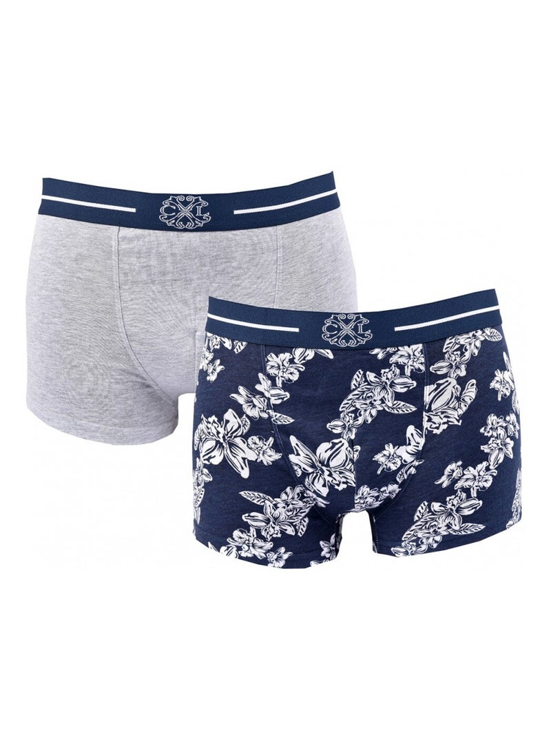 Boxer CXL By LACROIX X2 - Pack de 2 Gris Bleu marine Blanc - Kiabi