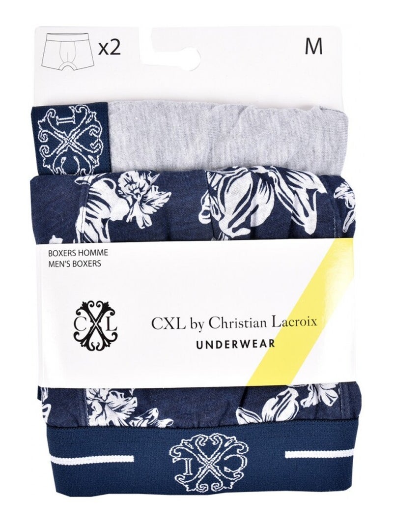 Boxer CXL By LACROIX X2 - Pack de 2 Gris Bleu marine Blanc - Kiabi