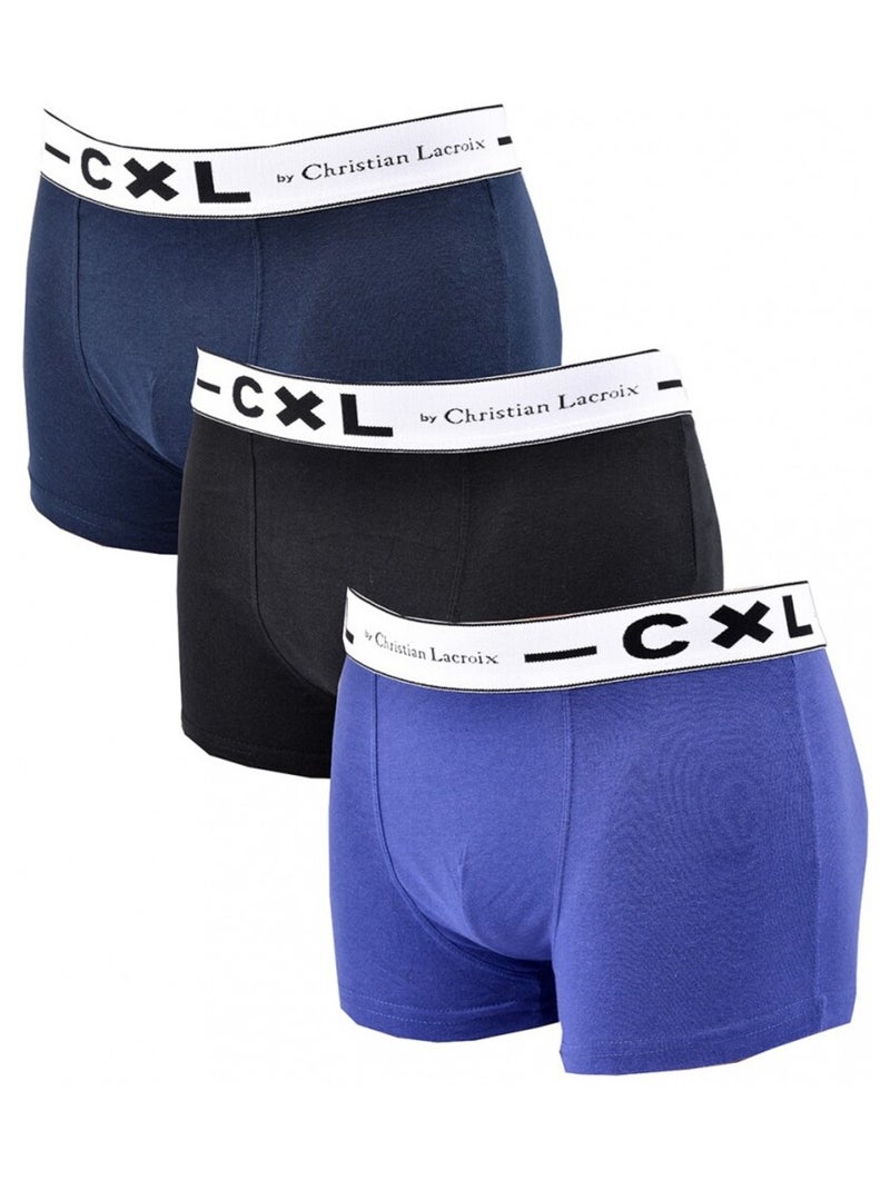 Boxer CXL By LACROIX X3 - Pack de 3 Noir Bleu marine Bleu - Kiabi