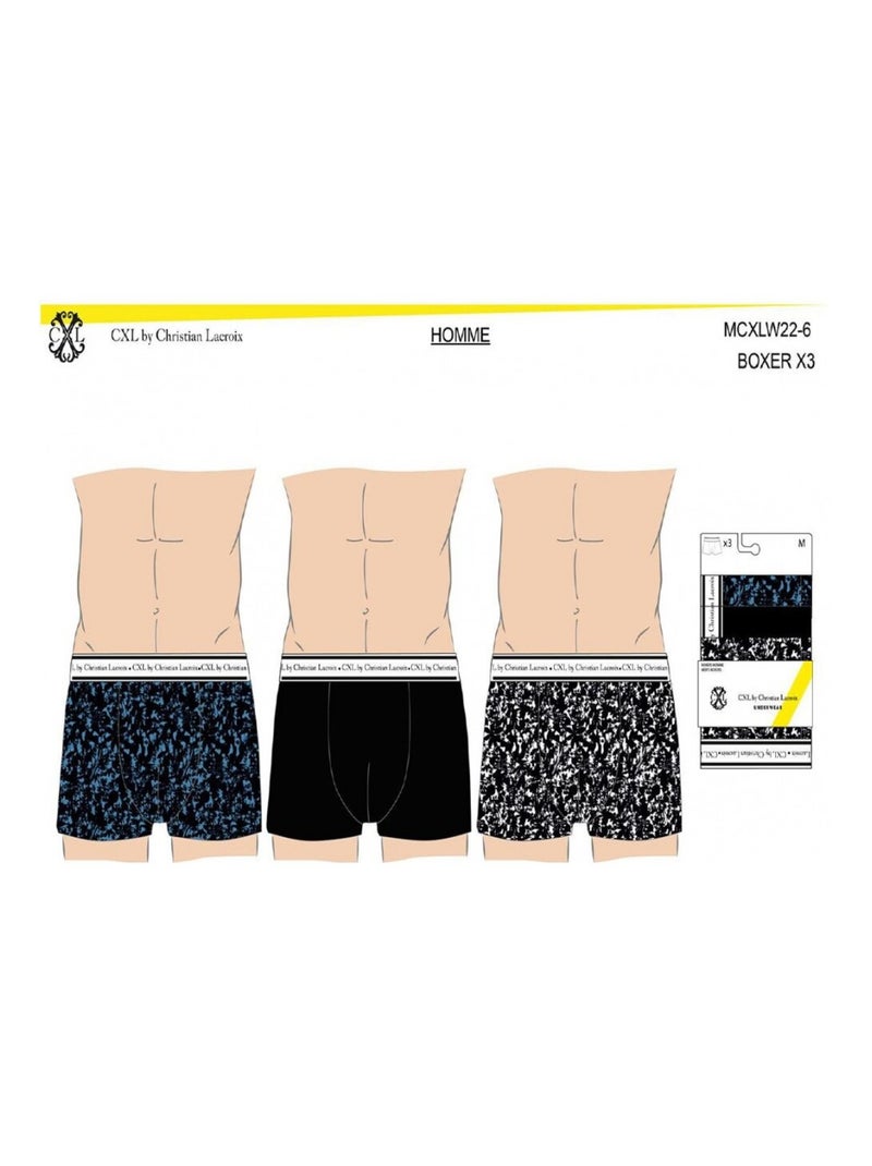 Boxer CXL By LACROIX X3 - Pack de 3 Noir Gris anthracite Bleu - Kiabi