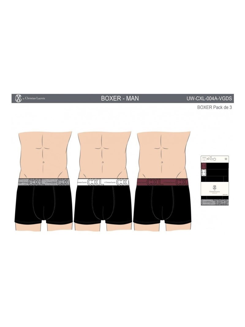 Boxer CXL By LACROIX X3 - Pack de 3 Noir Multicolore Noir - Kiabi
