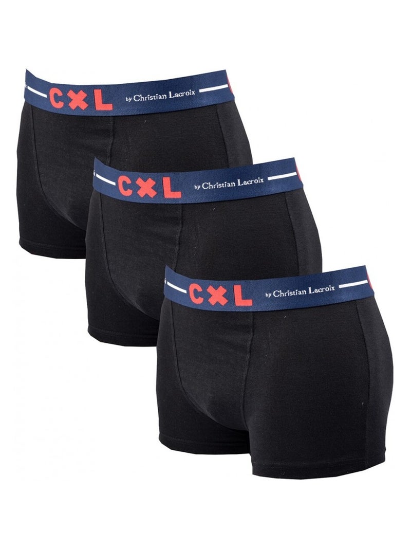 Boxer CXL By LACROIX X3 - Pack de 3 Noir Rouge Bleu - Kiabi