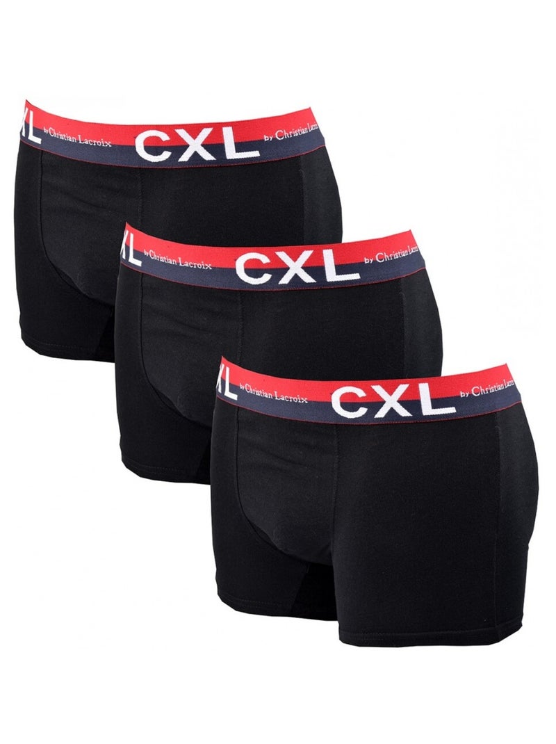 Boxer CXL By LACROIX X3 - Pack de 3 Noir Rouge - Kiabi
