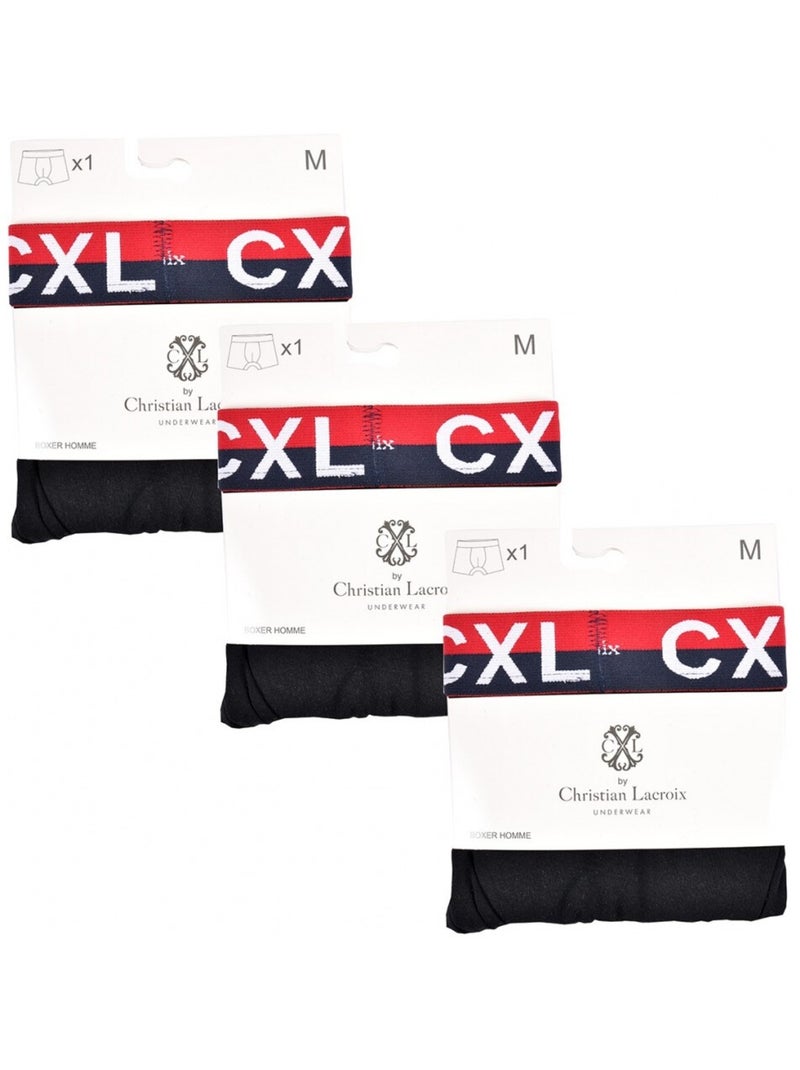 Boxer CXL By LACROIX X3 - Pack de 3 Noir Rouge - Kiabi