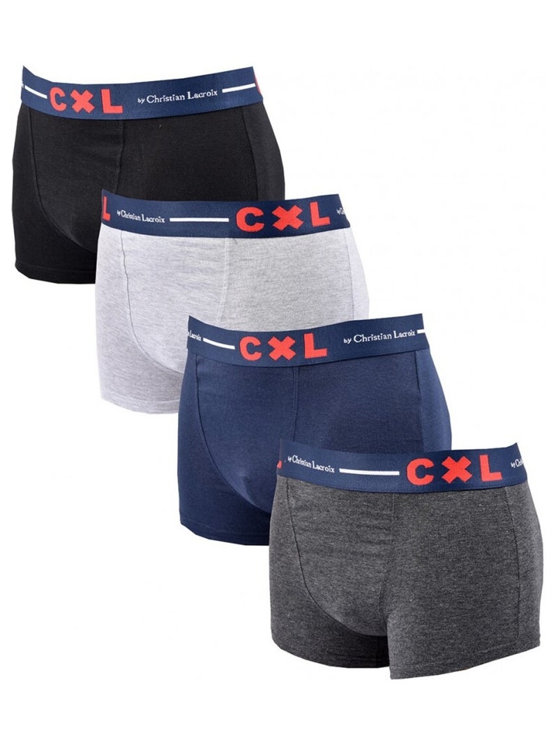 Boxer CXL By LACROIX X4 - Pack de 4 Noir Gris anthracite Bleu - Kiabi
