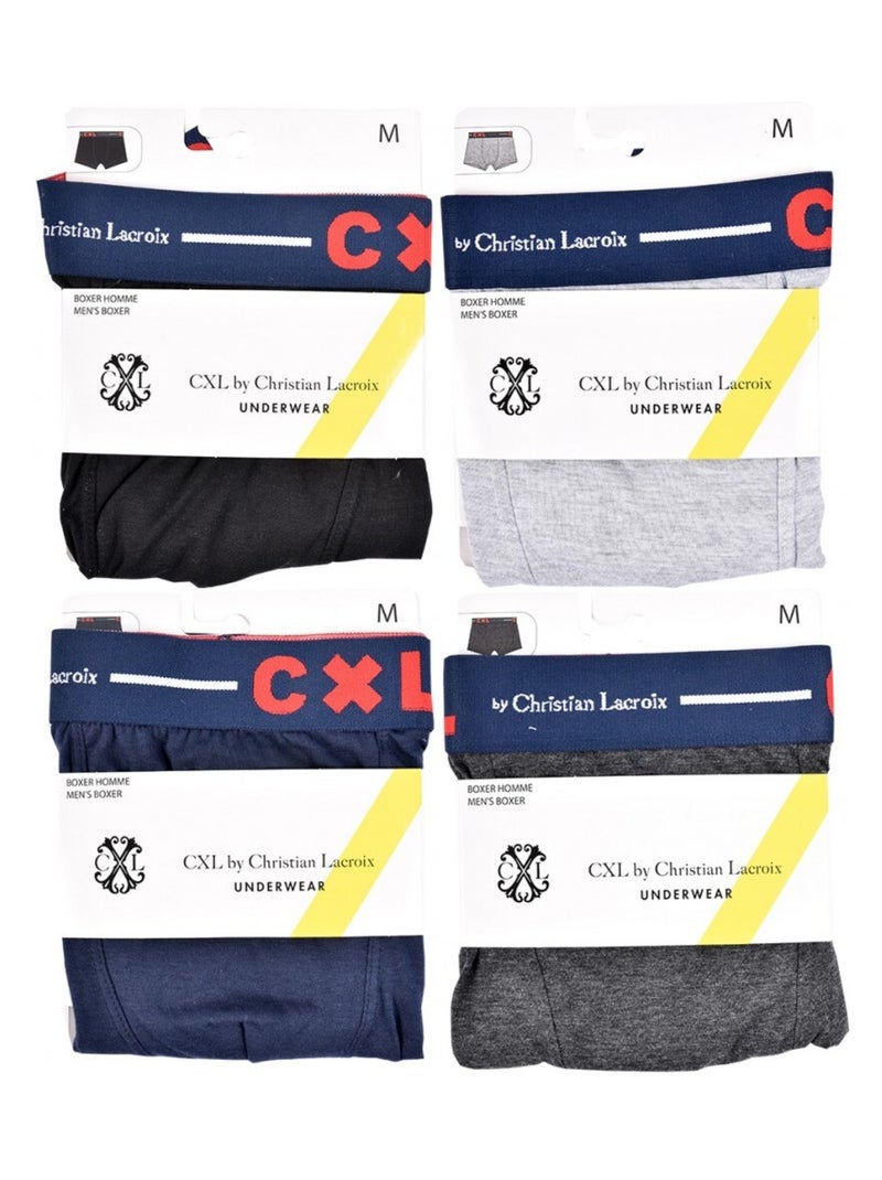 Boxer CXL By LACROIX X4 - Pack de 4 Noir Gris anthracite Bleu - Kiabi