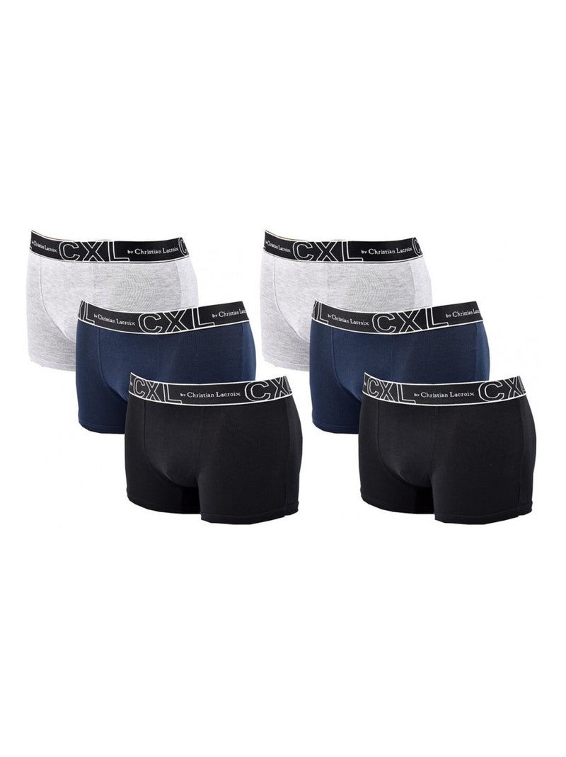 Boxer CXL By LACROIX X6 - Pack de 6 Noir Gris Bleu - Kiabi