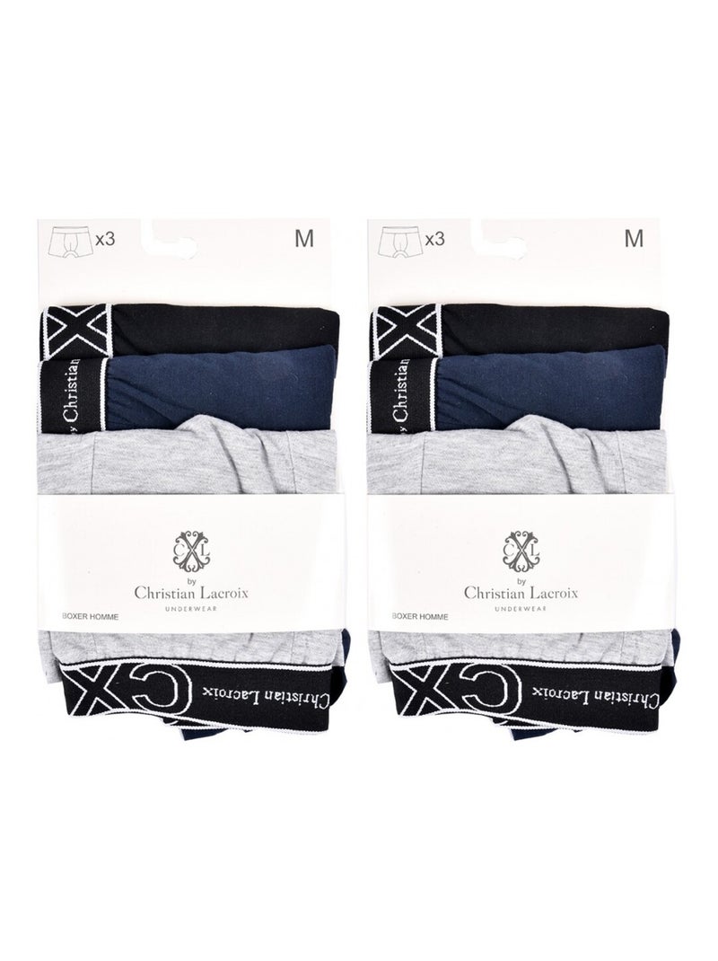 Boxer CXL By LACROIX X6 - Pack de 6 Noir Gris Bleu - Kiabi