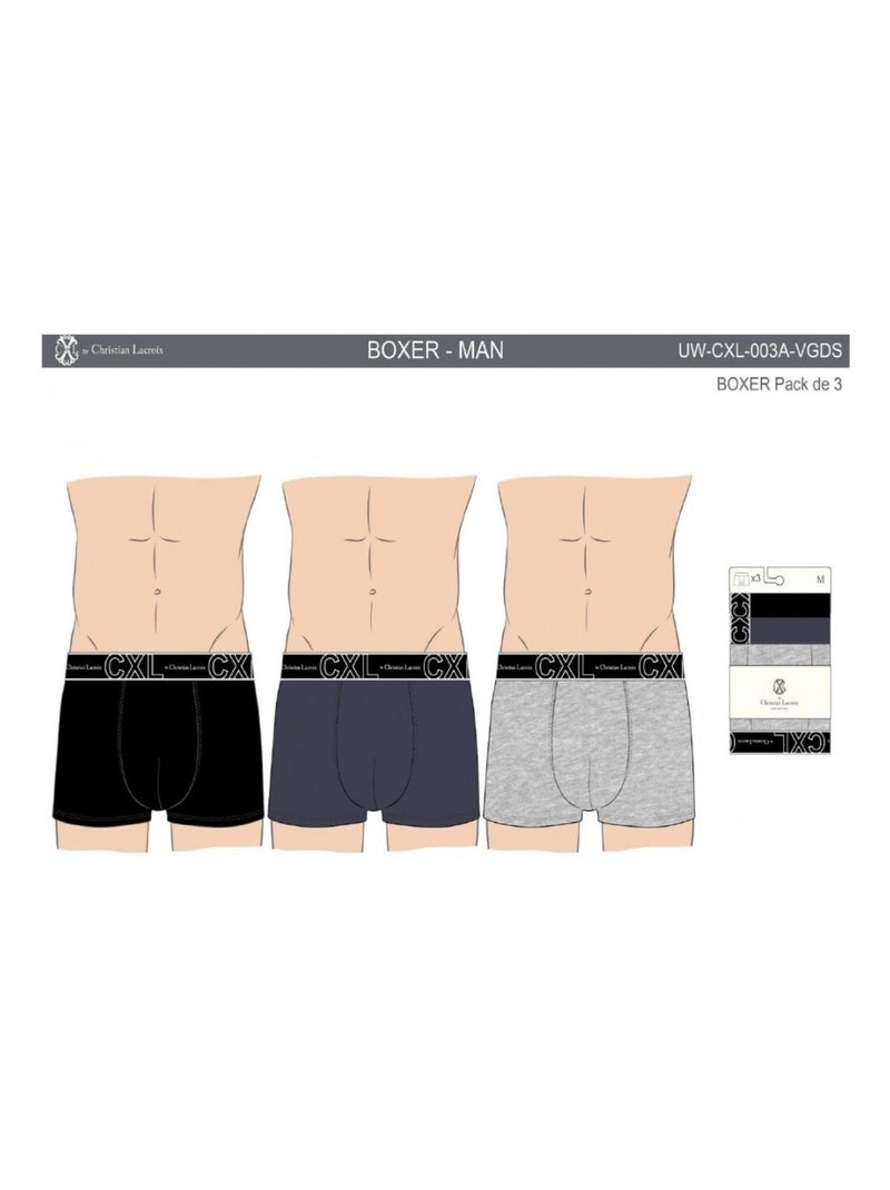 Boxer CXL By LACROIX X6 - Pack de 6 Noir Gris Bleu - Kiabi