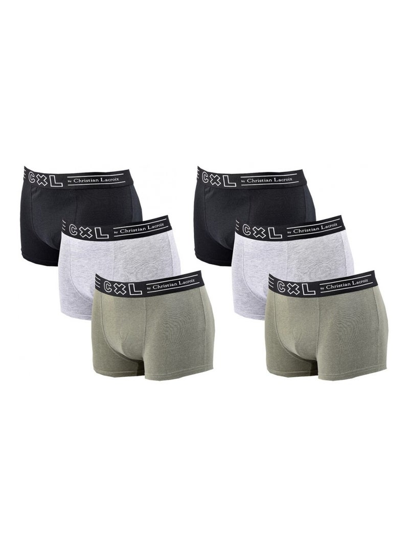 Boxer CXL By LACROIX X6 - Pack de 6 Noir Vert Gris - Kiabi