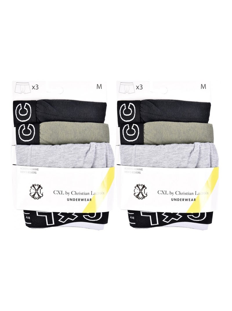 Boxer CXL By LACROIX X6 - Pack de 6 Noir Vert Gris - Kiabi