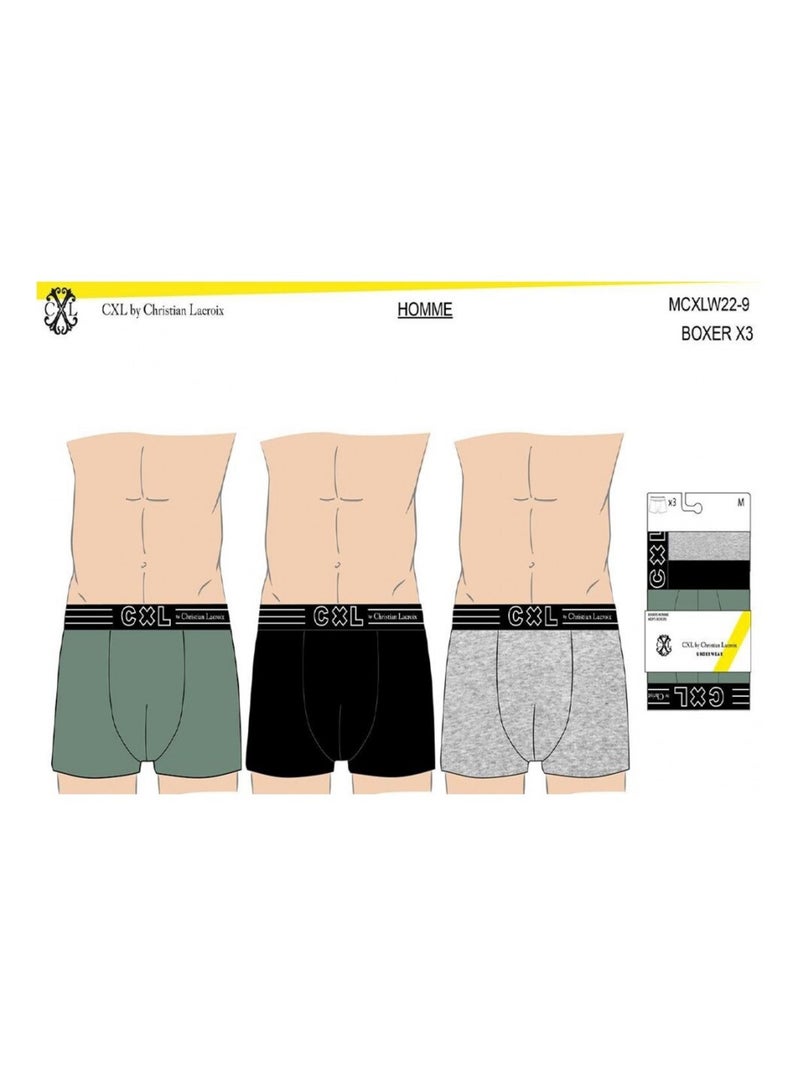Boxer CXL By LACROIX X6 - Pack de 6 Noir Vert Gris - Kiabi