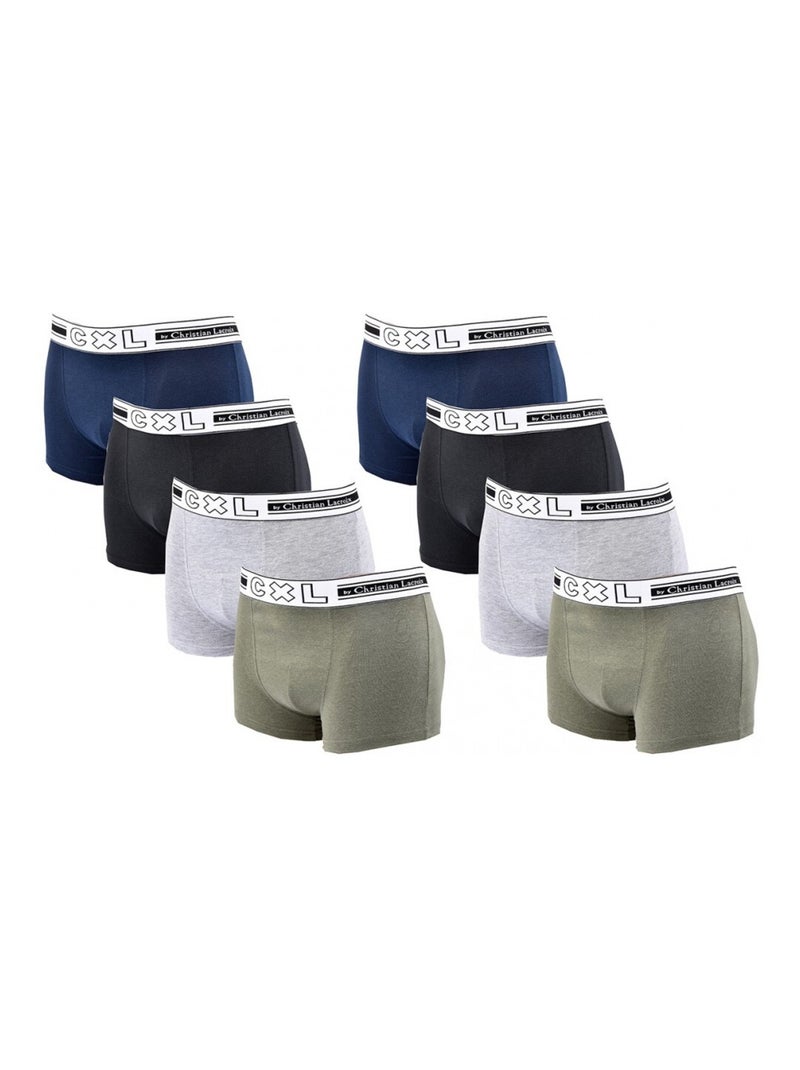 Boxer CXL By LACROIX X8 - Pack de 8 Noir Vert clair Bleu - Kiabi