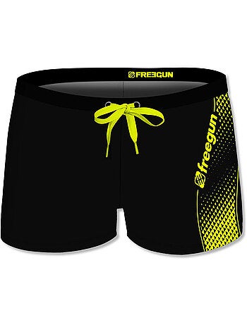 Boxer de bain enfant imprimé uni Black Freegun