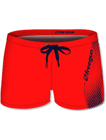 Boxer de bain enfant imprimé uni Red Freegun
