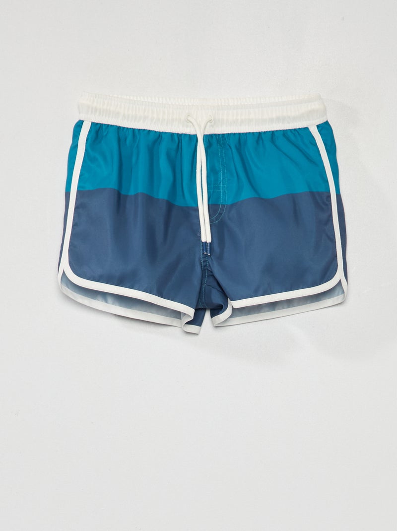 Boxer de bain tricolore Bleu - Kiabi