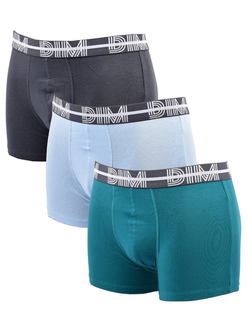 Boxer DIM Lot de 3 Gris Bleu ciel Gris - Kiabi