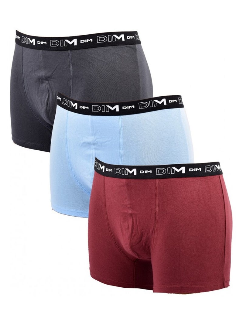 Boxer DIM Lot de 3 Gris Bordeaux Bleu - Kiabi