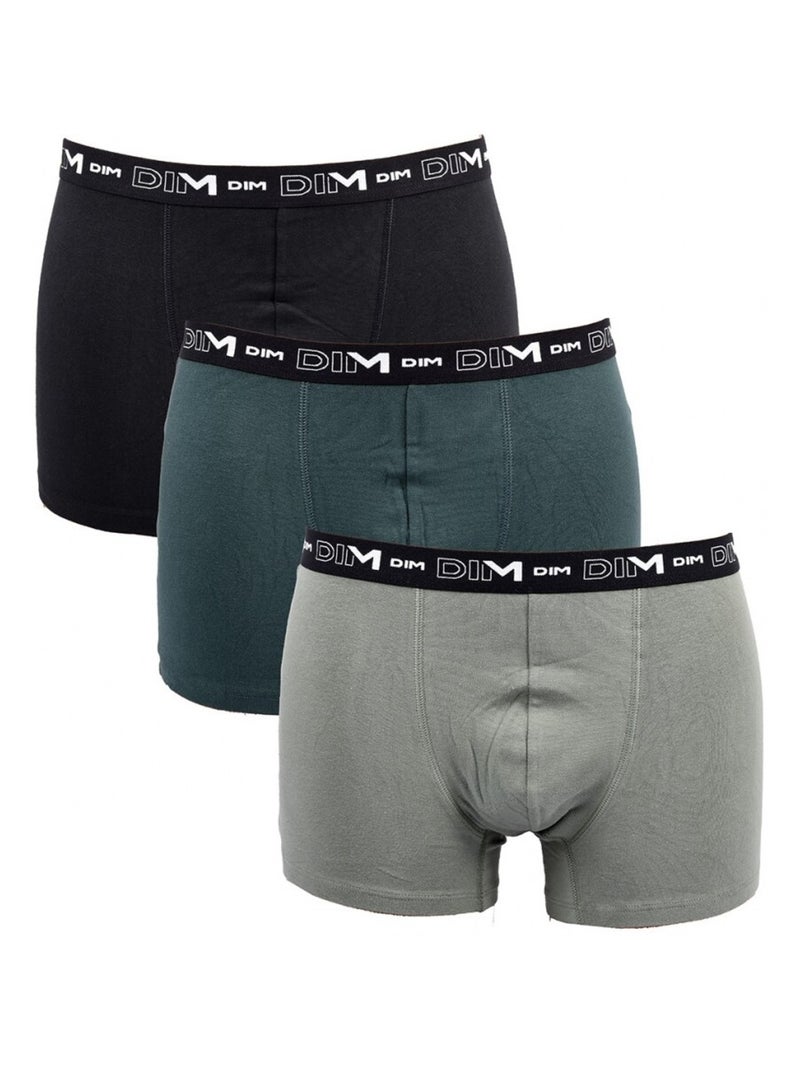 Boxer DIM Lot de 3 Noir Vert Gris - Kiabi