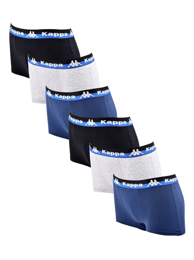Boxer Enfant KAPPA - Pack de 6 Noir Gris Bleu - Kiabi