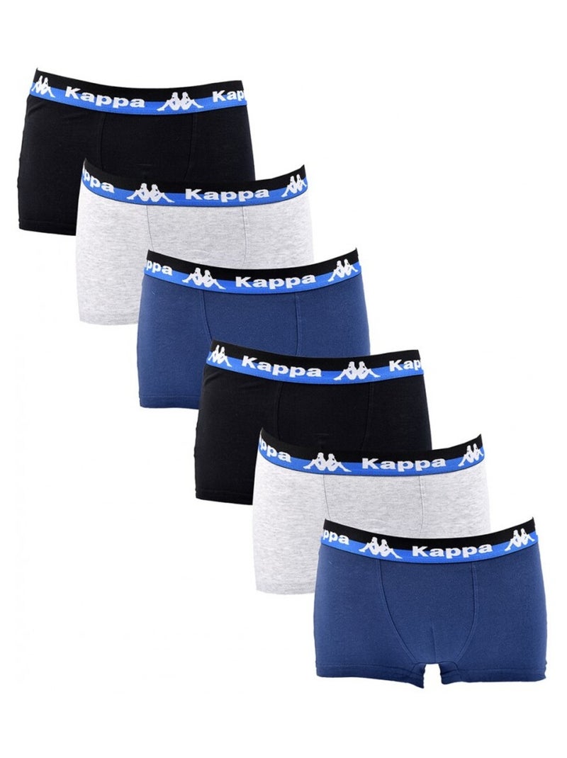 Boxer Enfant KAPPA - Pack de 6 Noir Gris Bleu - Kiabi