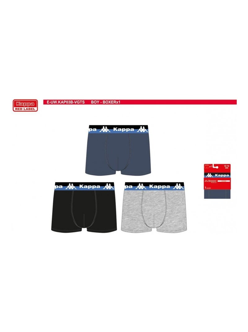 Boxer Enfant KAPPA - Pack de 6 Noir Gris Bleu - Kiabi