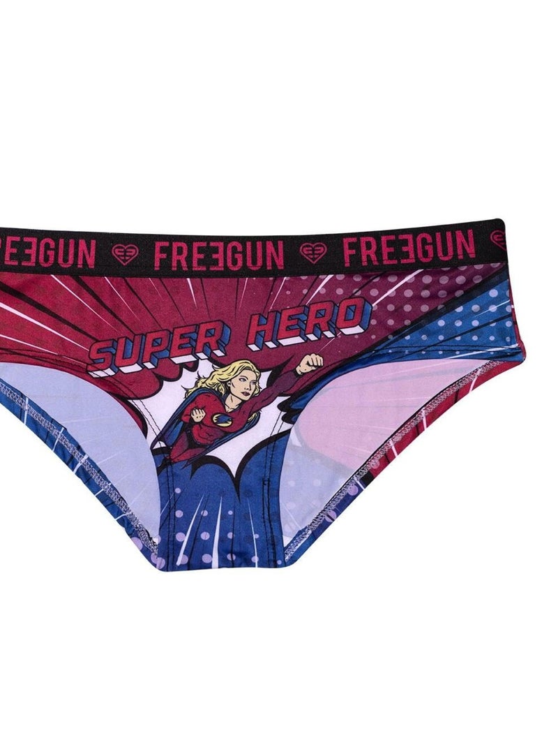 Boxer femme Bande dessinée Super Hero Freegun Violet - Kiabi
