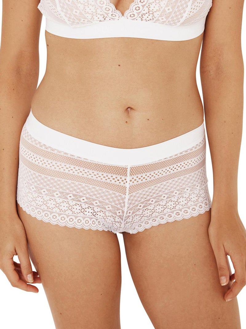 Boxer femme Dentelle Blanc - Kiabi