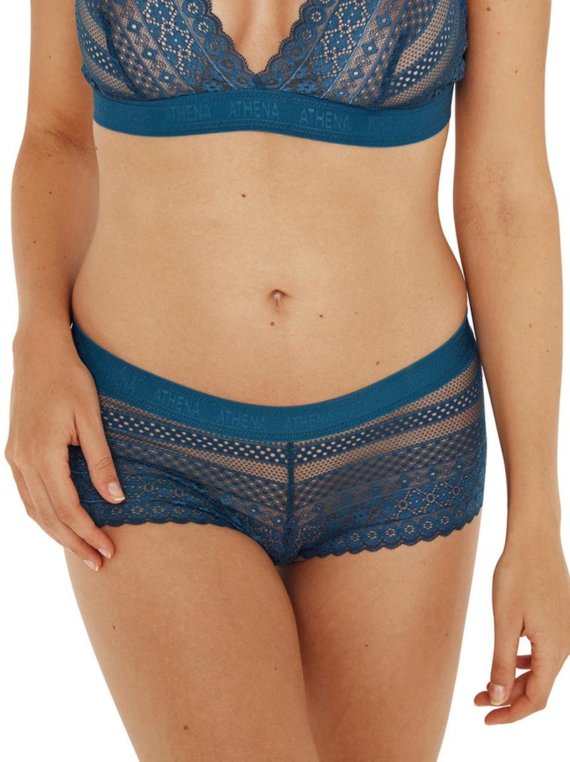 Boxer femme Dentelle Bleu - Kiabi