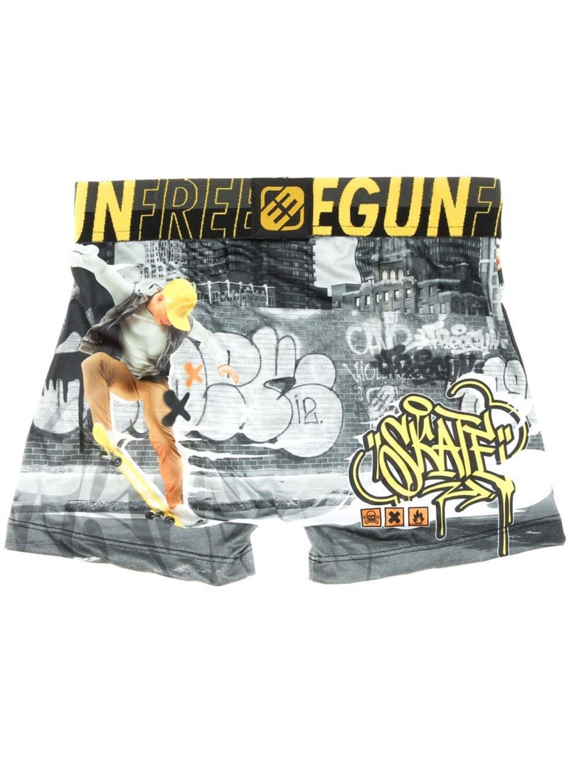 Boxer Garçon Freegun Skate Gris Argenté - Kiabi