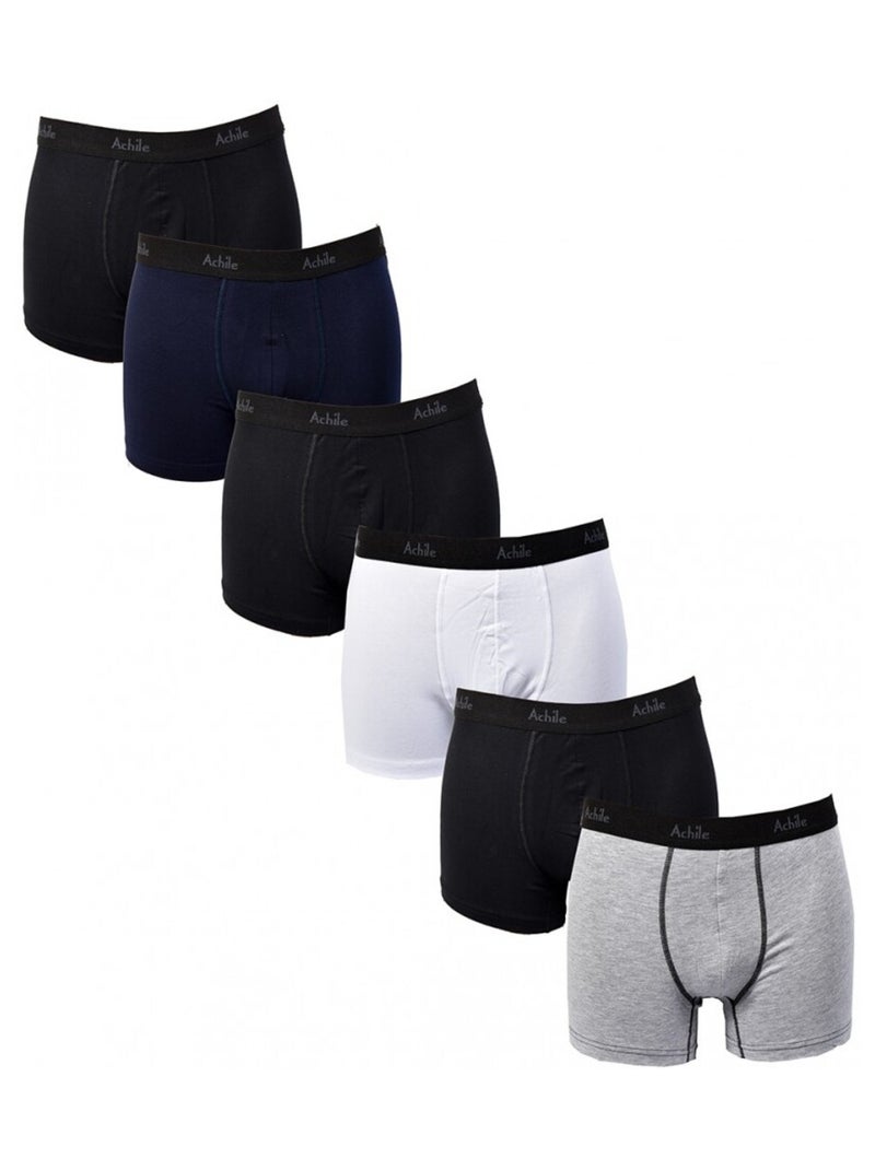 Boxer Homme ACHILE Ultra confort Qualité Française - Pack de 6 Noir Multicolore Gris - Kiabi
