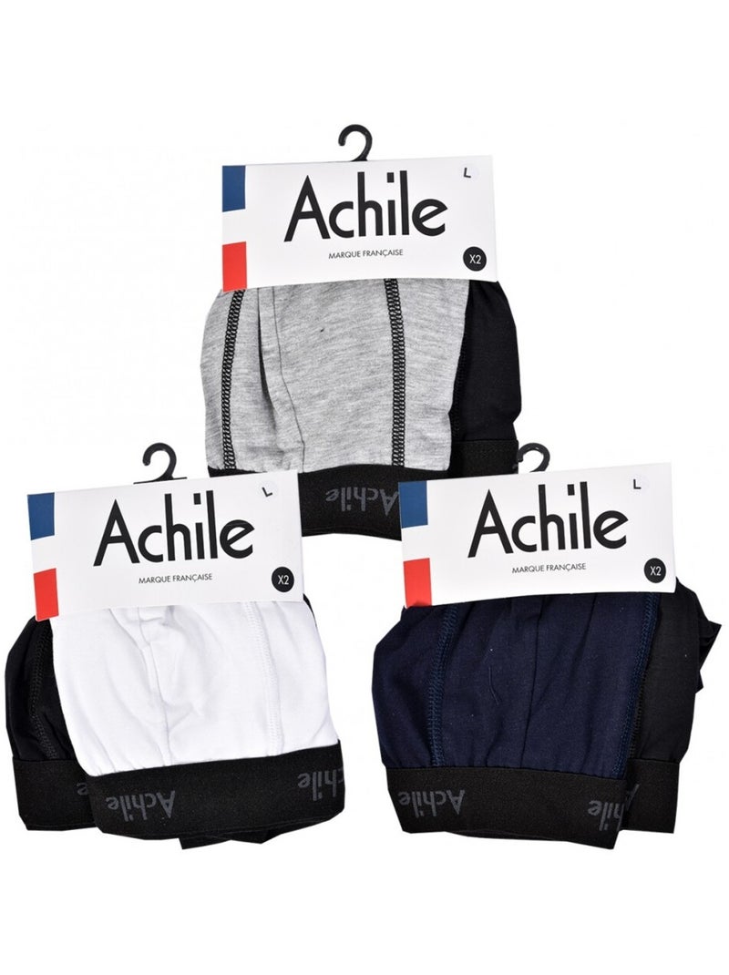 Boxer Homme ACHILE Ultra confort Qualité Française - Pack de 6 Noir Multicolore Gris - Kiabi