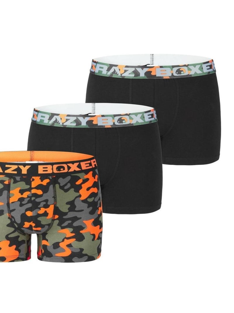 Boxer homme coton Bio Gots Camo Crazy Boxer Noir - Kiabi