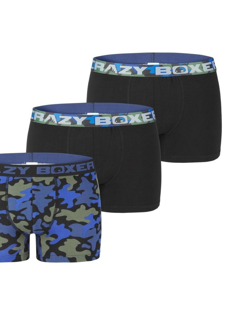 Boxer homme coton Bio Gots Camo Crazy Boxer Noir - Kiabi