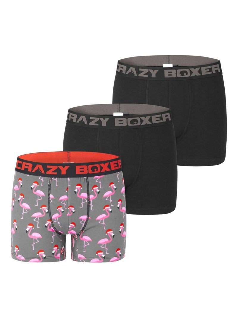 Boxer homme coton Bio Gots Flamant Noël Crazy Boxer Noir - Kiabi
