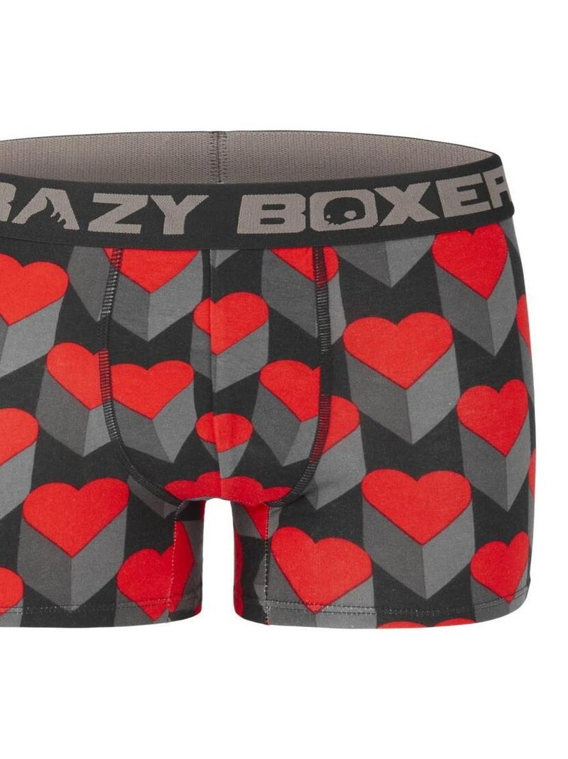 Boxer homme coton Bio Gots Heart Crazy Boxer Noir - Kiabi