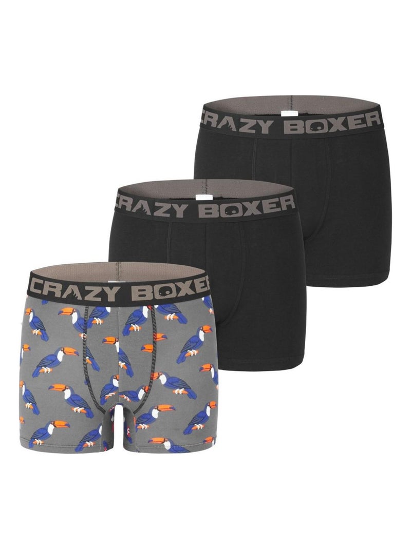 Boxer homme coton Bio Gots Toucan Crazy Boxer Noir - Kiabi