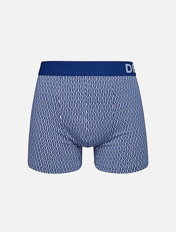 Boxer Homme Motif Jacquard Bleu & Gris